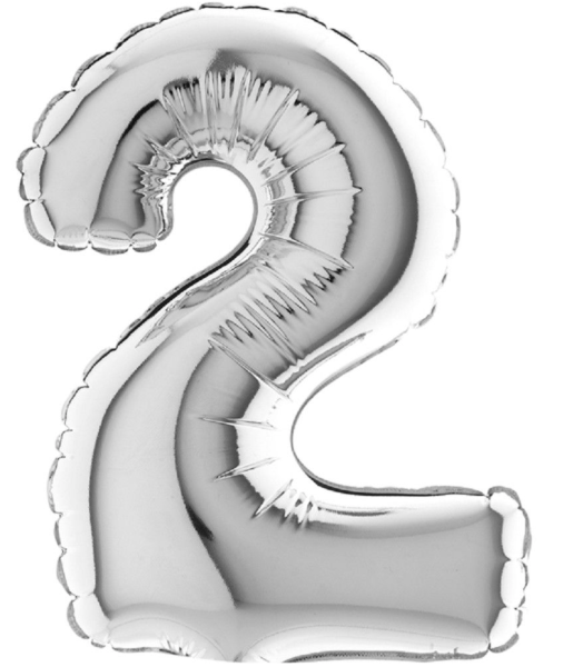 Silberne Zahl: 2 - 102cm